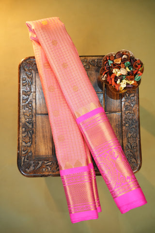 GADWAL PURE SILK CHECKS HANDLOOM SAREE