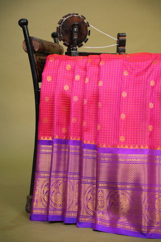 GADWAL PURE SILK CHECKS HANDLOOM SAREE