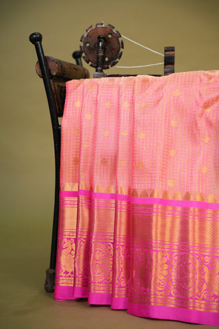 GADWAL PURE SILK CHECKS HANDLOOM SAREE
