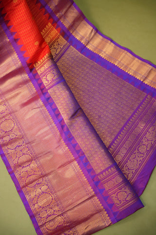GADWAL PURE SILK CHECKS HANDLOOM SAREE