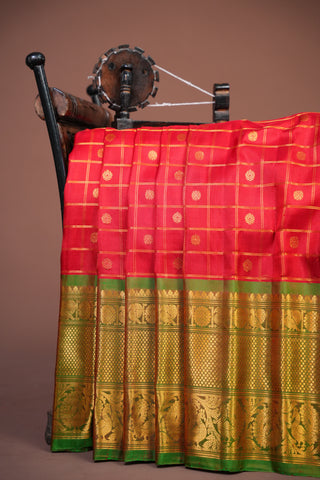 GADWAL PURE SILK CHECKS HANDLOOM SAREE