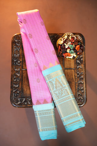 GADWAL PURE SILK CHECKS HANDLOOM SAREE