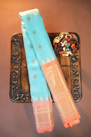 GADWAL PURE SILK CHECKS HANDLOOM SAREE