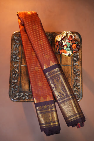 GADWAL PURE SILK CHECKS HANDLOOM SAREE