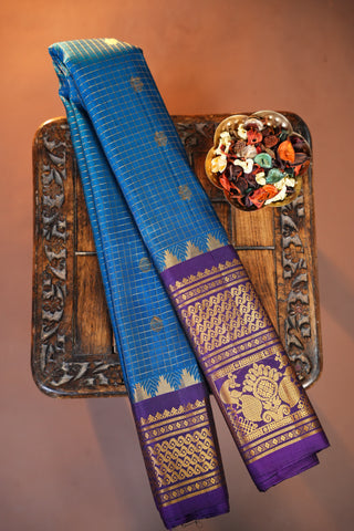 GADWAL PURE SILK CHECKS HANDLOOM SAREE