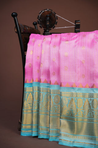GADWAL PURE SILK CHECKS HANDLOOM SAREE