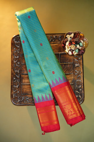 GADWAL PURE SILK TRADITIONAL KUTTU BORDER HANDLOOM SAREE