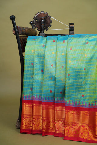 GADWAL PURE SILK TRADITIONAL KUTTU BORDER HANDLOOM SAREE