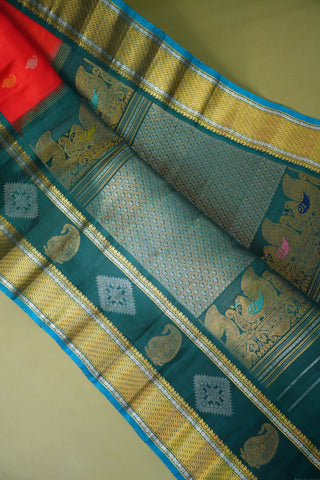 PREMIUM GAP BORDER BUTTA GADWAL PURE SILK HANDLOOM SAREE
