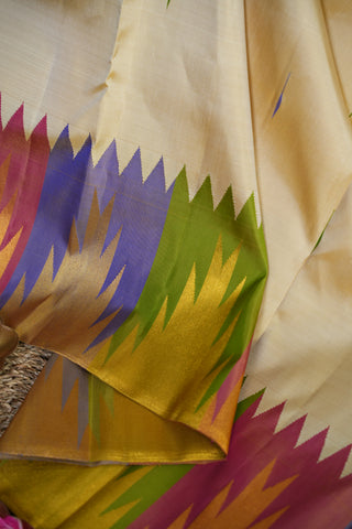 KANCHIPURAM PURE SILK HANDLOOM SAREE WITH TEMPLE BORDER