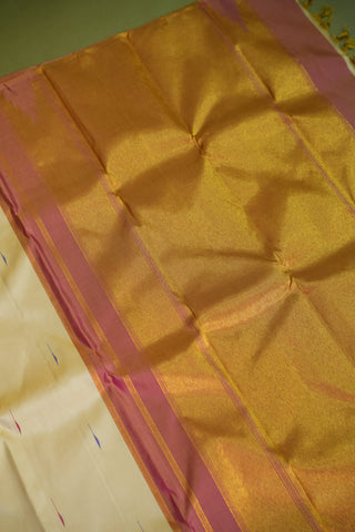 KANCHIPURAM PURE SILK HANDLOOM SAREE WITH TEMPLE BORDER