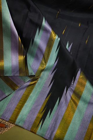 KANCHIPURAM PURE SILK HANDLOOM SAREE WITH TEMPLE BORDER