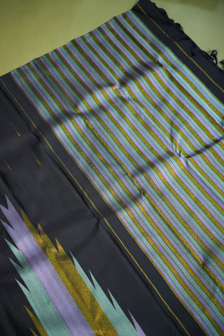 KANCHIPURAM PURE SILK HANDLOOM SAREE WITH TEMPLE BORDER