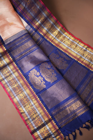 GADWAL PURE SILK GINGHAM CHECKS HANDLOOM SAREE