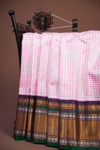 GADWAL PURE SILK GINGHAM CHECKS HANDLOOM SAREE