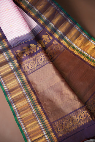 GADWAL PURE SILK GINGHAM CHECKS HANDLOOM SAREE