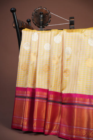 GADWAL PURE SILK GINGHAM CHECKS HANDLOOM SAREE
