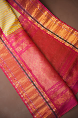 GADWAL PURE SILK GINGHAM CHECKS HANDLOOM SAREE