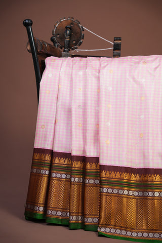 GADWAL PURE SILK GINGHAM CHECKS HANDLOOM SAREE