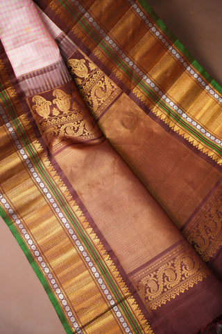 GADWAL PURE SILK GINGHAM CHECKS HANDLOOM SAREE
