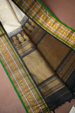 GADWAL PURE SILK GINGHAM CHECKS HANDLOOM SAREE