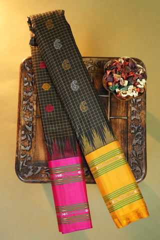 GADWAL PURE SILK GANGA JAMUNA GAP BORDER SAREE