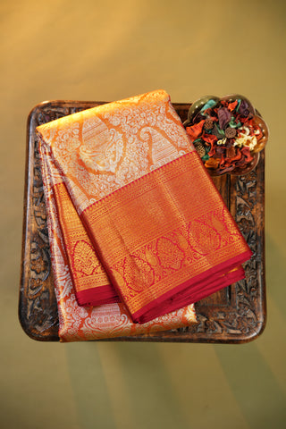 KANCHIPURAM PURE SILK HANDLOOM TISSUE BROCADE SAREE