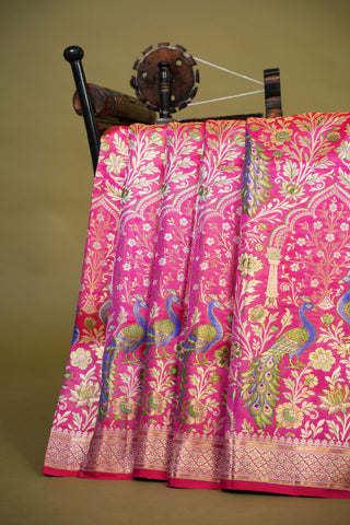 KANCHIPURAM PURE SILK HANDLOOM MEENAKARI BROCADE SAREE