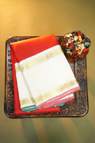 KANCHIPURAM PURE SILK HANDLOOM RETTAPET BORDER SAREE
