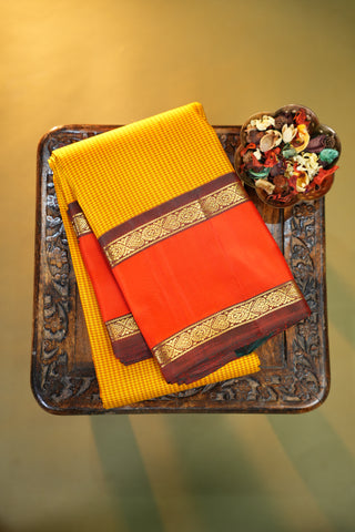 KANCHIPURAM PURE SILK HANDLOOM RETTAPET BORDER SAREE