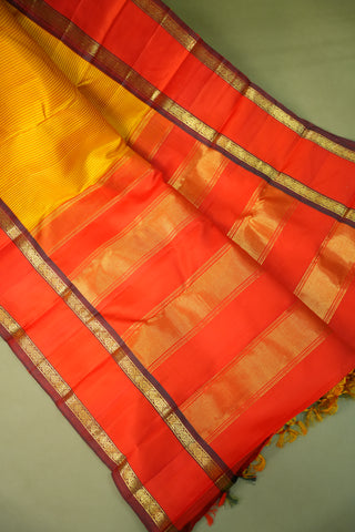 KANCHIPURAM PURE SILK HANDLOOM RETTAPET BORDER SAREE