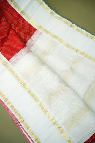 KANCHIPURAM PURE SILK HANDLOOM RETTAPET BORDER SAREE