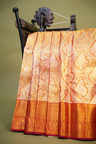 KANCHIPURAM PURE SILK HANDLOOM TISSUE BROCADE SAREE