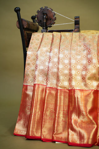 KANCHIPURAM PURE SILK HANDLOOM TISSUE BROCADE SAREE
