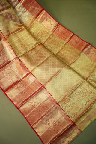 KANCHIPURAM PURE SILK HANDLOOM TISSUE BROCADE SAREE