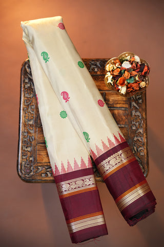 GADWAL PURE SILK GAP BORDER HANDLOOM SAREE