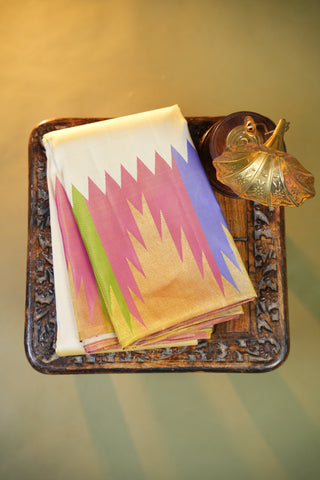 KANCHIPURAM PURE SILK HANDLOOM SAREE WITH TEMPLE BORDER