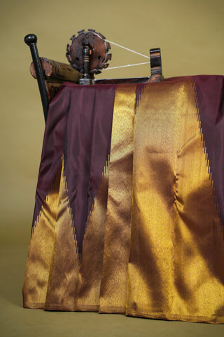KANCHIPURAM PURE SILK HANDLOOM SAREE WITH TEMPLE BORDER
