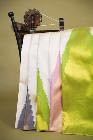 KANCHIPURAM PURE SILK HANDLOOM SAREE WITH TEMPLE BORDER