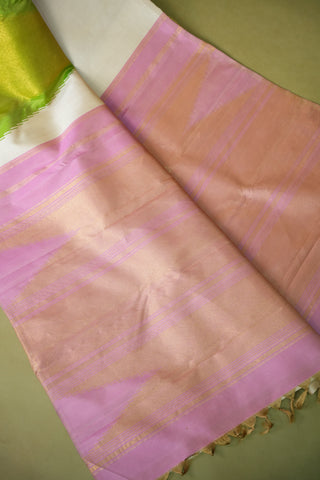 KANCHIPURAM PURE SILK HANDLOOM SAREE WITH TEMPLE BORDER