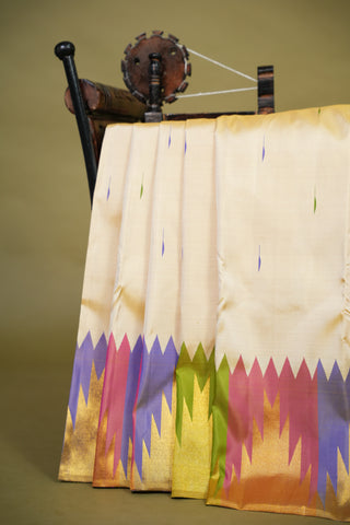 KANCHIPURAM PURE SILK HANDLOOM SAREE WITH TEMPLE BORDER