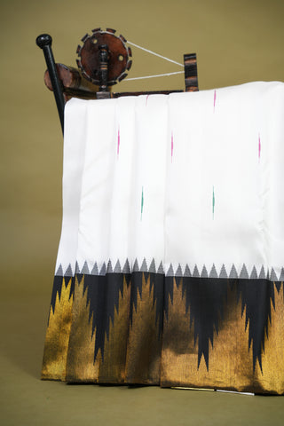 KANCHIPURAM PURE SILK HANDLOOM SAREE WITH TEMPLE BORDER