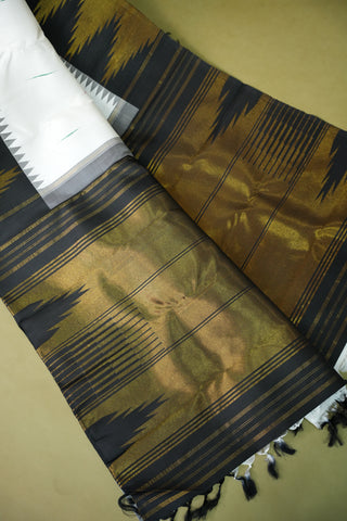 KANCHIPURAM PURE SILK HANDLOOM SAREE WITH TEMPLE BORDER