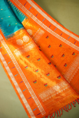GADWAL PURE SILK TISSUE MUNIA BORDER HANDLOOM SAREE