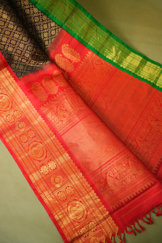 GADWAL PURE SILK GANGA JAMUNA BORDER SAREE
