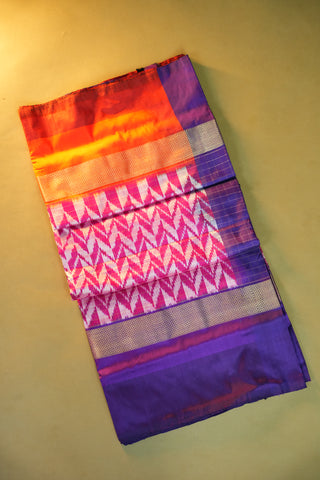 POCHAMPALLY PURE SILK HANDLOOM SAREE WITH GANGA JAMUNA BORDER