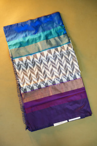 POCHAMPALLY PURE SILK HANDLOOM SAREE WITH GANGA JAMUNA BORDER