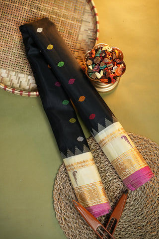 GADWAL PURE SILK GAP BORDER HANDLOOM SAREE