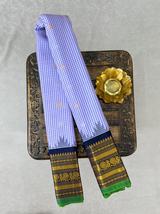 GADWAL PURE SILK GINGHAM CHECKS HANDLOOM SAREE