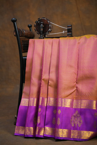 KANCHIPURAM PURE SILK CHECKS HANDLOOM SAREE
